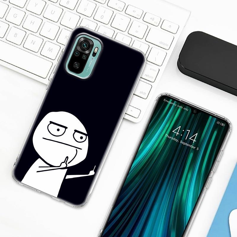 Zabawny człowiek Środkowy palec Fucek etui na telefon do Xiaomi Redmi Note 9s 8 11 7 9 10 Pro 10s 11s Przezroczysta obudowa Czerwona obudowa mi Note 8Pro K40