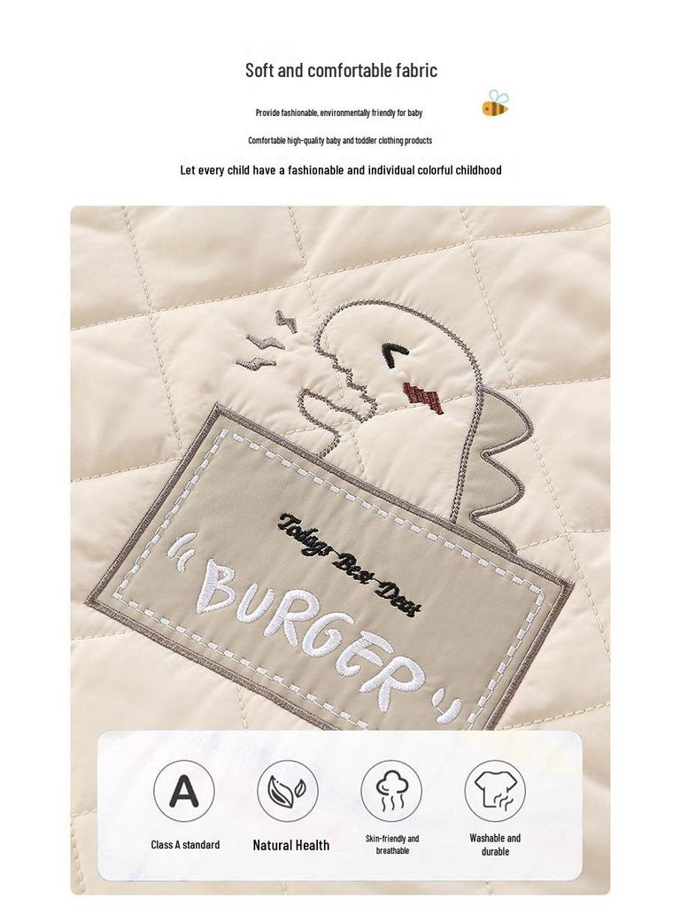 Baby Boys' Autumn/Winter Quilted Cotton Two-Piece Set: Warm Jacket and Pants