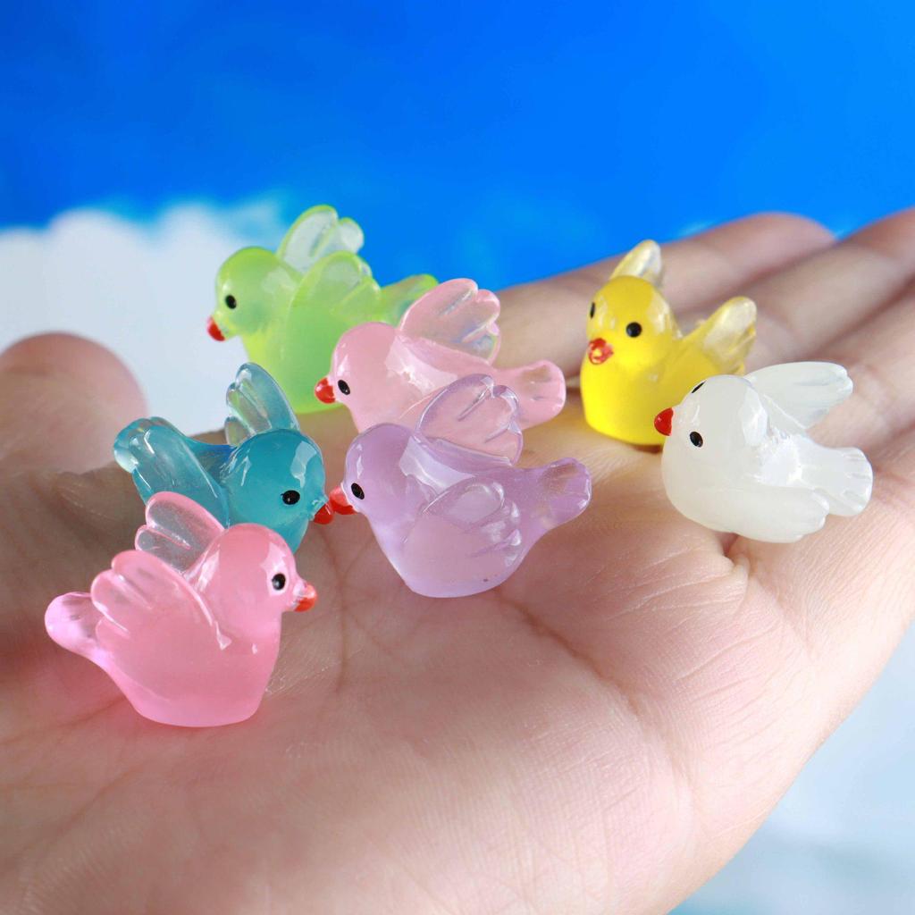 Resin Mini Luminous Animal Figurines - DIY Cartoon Toys for Micro Landscapes, Ideal Children's Gift