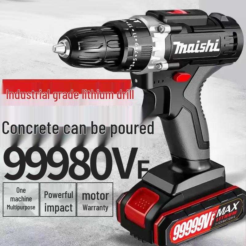 Industrial Electric Drill: High-Power, Dual-Speed, Lithium Battery, Impact Drill, Multi-Function Screwdriver