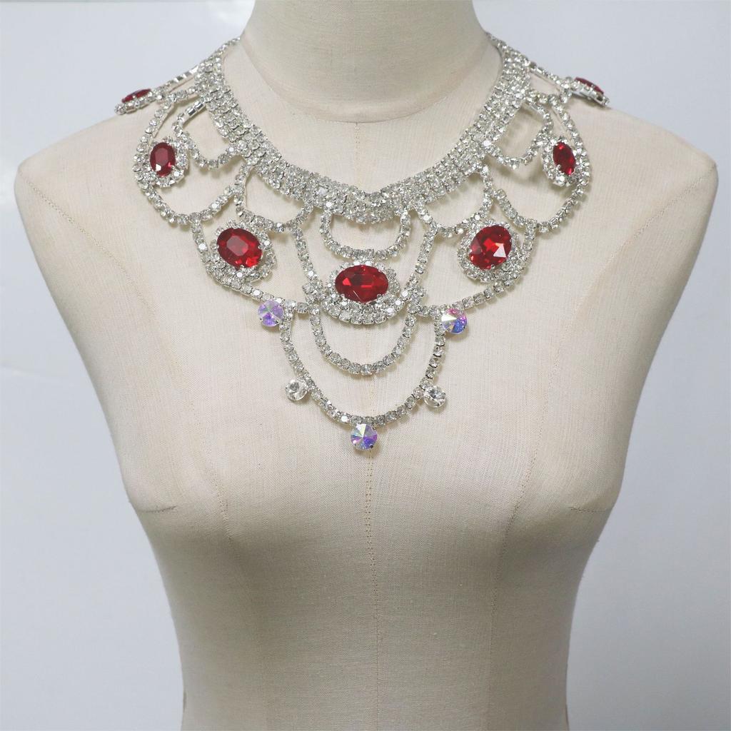 Fashion Items, Exaggerated Multi-Layer Rhinestone Necklace Jewelry Women, Shiny Rhinestone Collarbone Chain Necklace Party Women