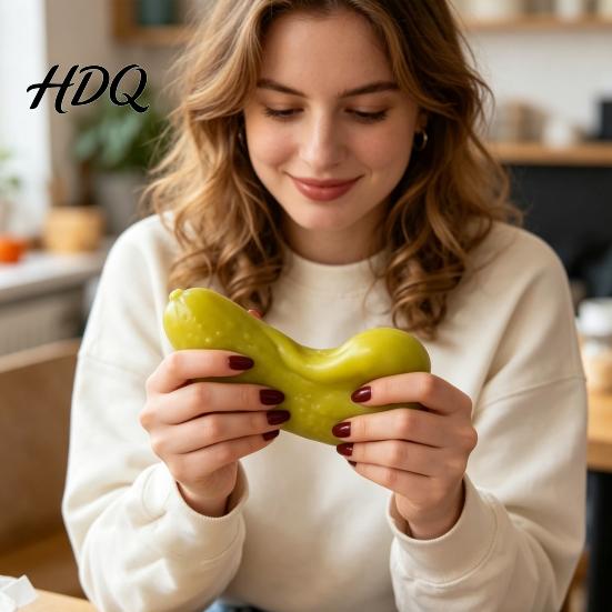 Pickled Cucumber Toy Decompress Toys with Sour Pickles Shape Fidget Soft Elastic Realistic Pickle Slow Rebound Stress Relief for Prank Funny Prop