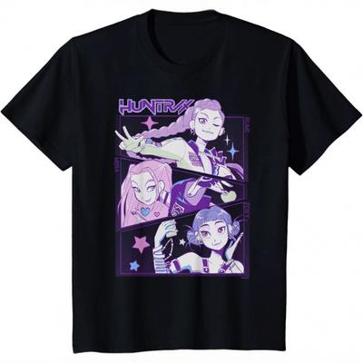 Girl Group Printed T-shirt Hunter Print Magic Men's and Women's Cotton Round-neck Short-sleeved Tops  Women Clothing Harajuku