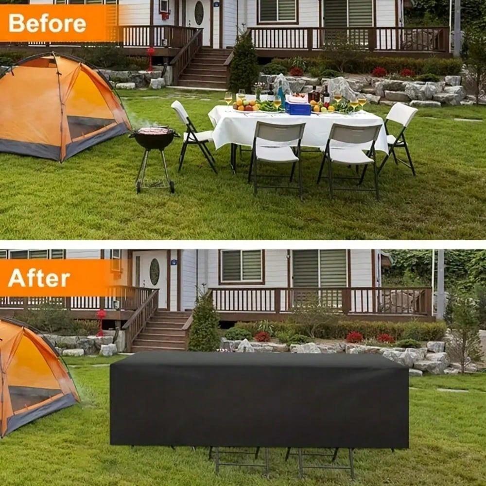 Rectangular Patio Heavy Duty Table Cover -  Tough Canvas Waterproof Outdoor Dining Table and Chairs General Purpose Furniture Co