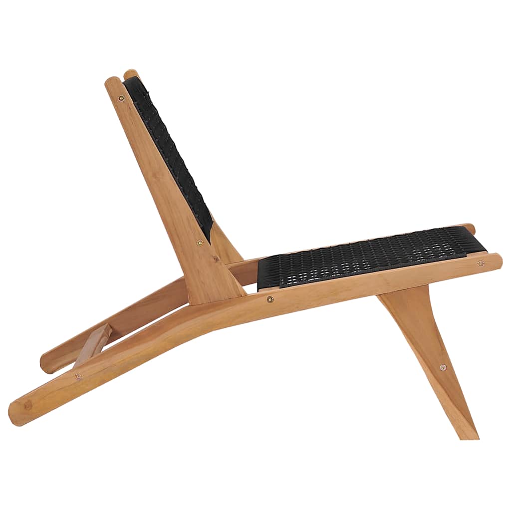 Teak Wood Sun Lounger with Footrest and Rope Design