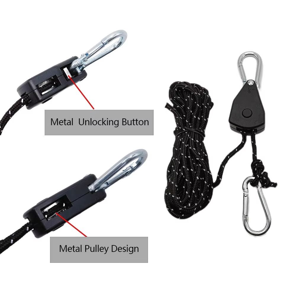 2Pcs Adjustable Tent Rope Hanger Pulley Hook Reinforced Metal Gear Canopy Ropes  Canopy Shelter
