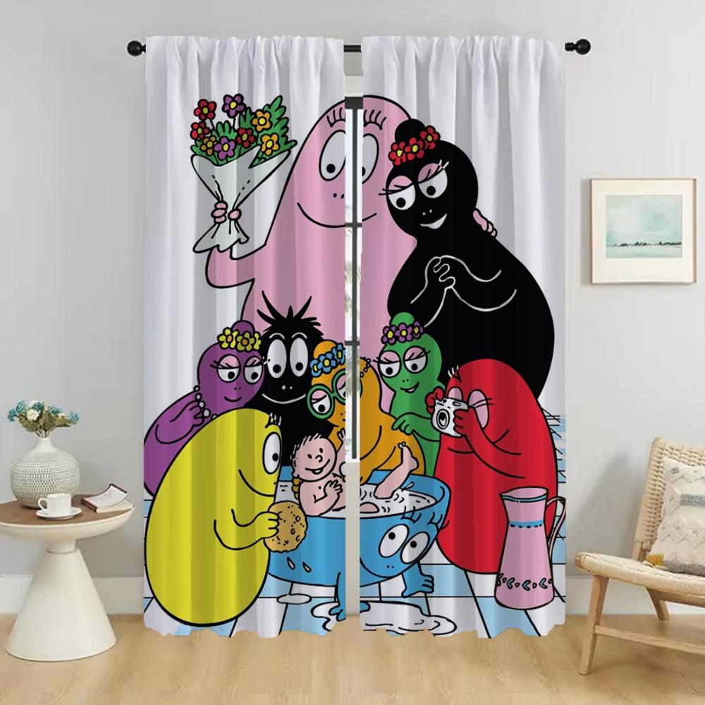 Halloween Decoration Les Barbapapa Curtains for Living Room Curtain Home Interior Curtains 2 Pieces Tulle for Bedroom Partition