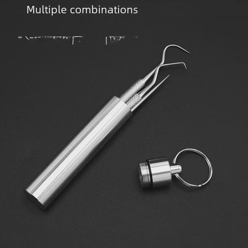 Portable 304 Stainless Steel Toothpick & Dental Floss Set for Oral Care