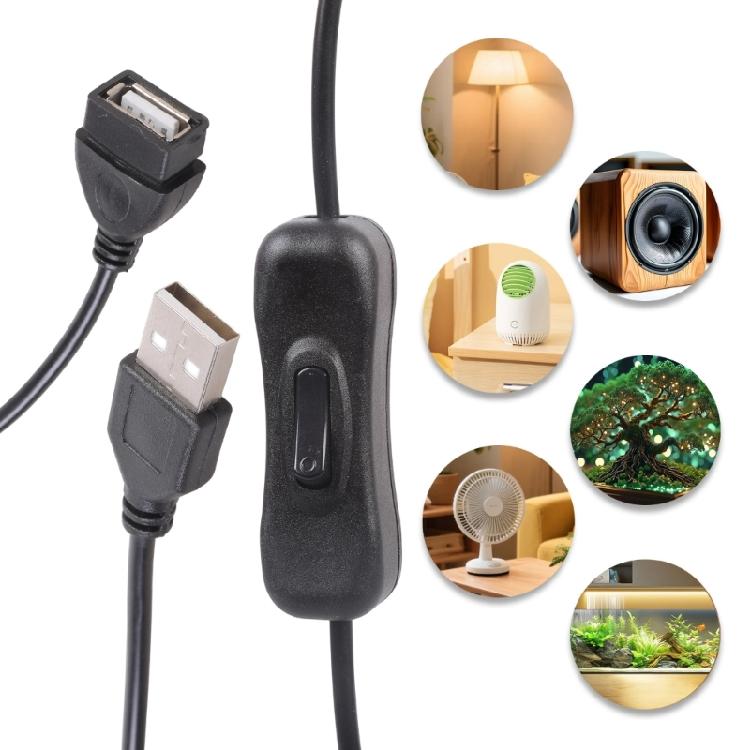 2pieces USB Charging Cable USB Switcher Cord With Power Switcher For Desk Fan LED Light Low Power USB A Devices 30cm