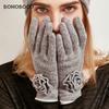 BOHOBOCO Women's 100% Cashmere Rose Gloves