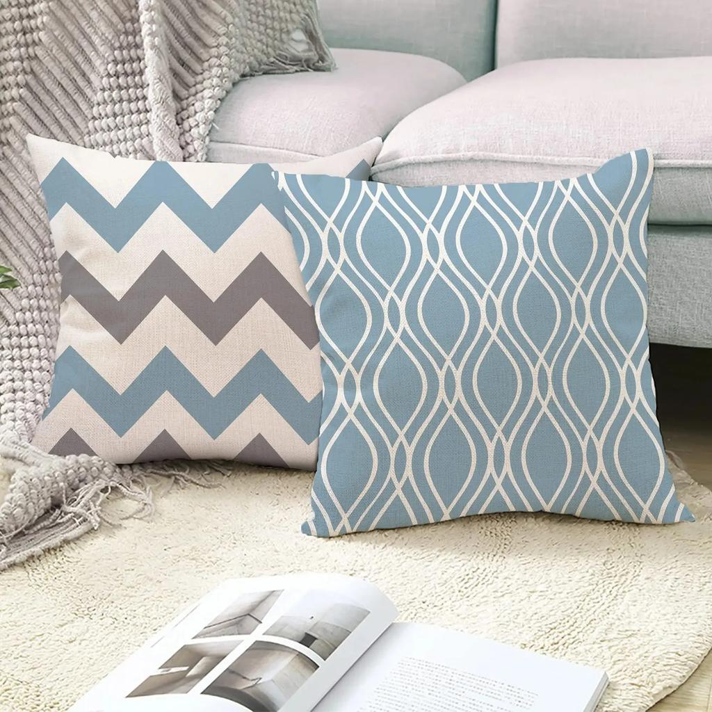 Blue and White Geometric Decorative Pillowcase Living Room Office Home Pillowcase Car Ornaments Ideal Gift