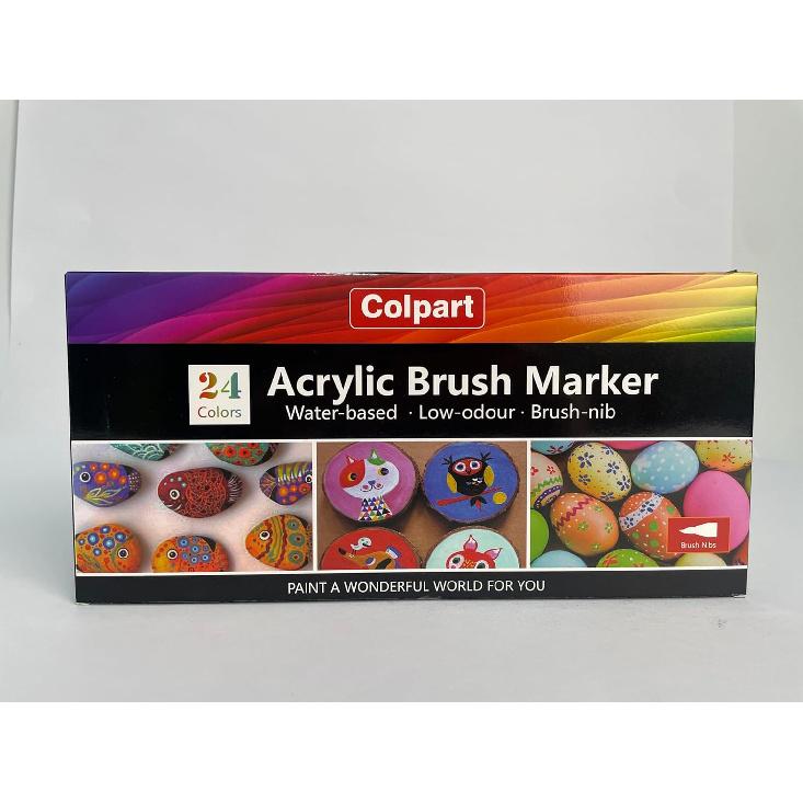Brush Tip Acrylic Paint Pens-24 Colors Acrylic Paint Markers Calligraphy Art Markers for Lettering,Card Making,Rock painting,Stone, Ceramic, Glass,