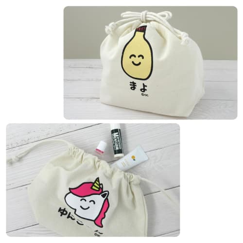 Oekakisan Drawstring Bag 080215-081113 (260/Unicorn) by Okutani Corporation, Cotton, Approx. W21xH17xD9cm, Storage Bag, Organizer, Gift