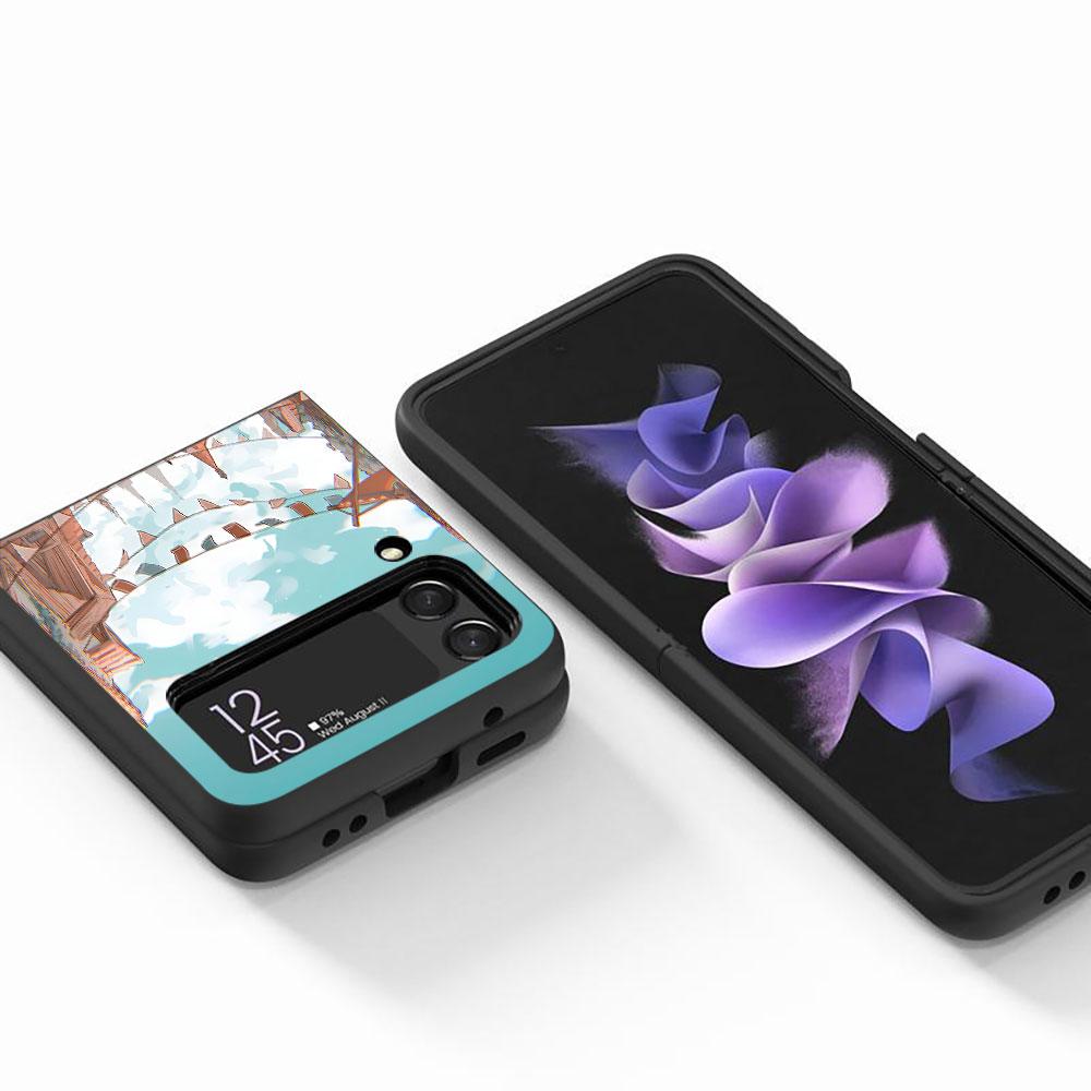 Barbatos Genshin Impact Case for Samsung Galaxy Z Flip4 Flip3 5G PC Hard Cell Phone Shell Z Flip 4 3 Black Zflip4 Zflip3 Cover