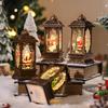 Christmas Gift Hollow Water-filled Small Wind Lantern Santa Claus Decorative Gift Ornaments Christmas Wind Lantern Snow Night Light
