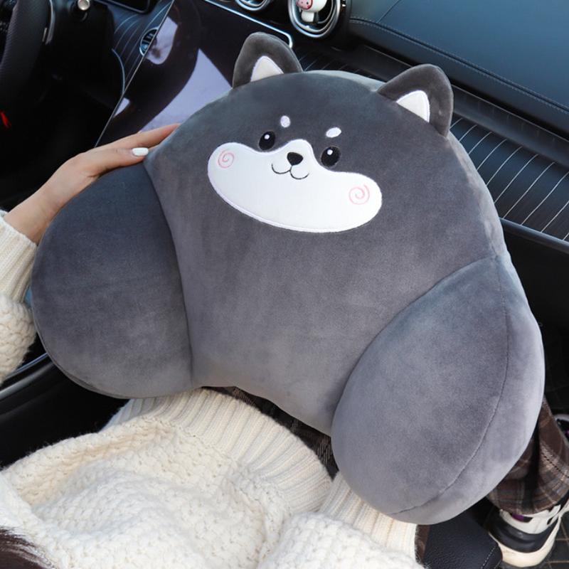 1 Set Auto Interior Decoration Car Headrest Neck Pillows Cute Cartoon Plush Waist Pillow Back Cushion Diy Accessories