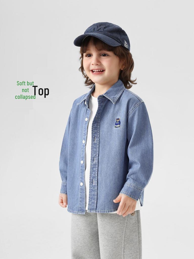 2026 Boys' European Denim Shirt Jacket - New Spring/Autumn Kids' Trendy Clothing