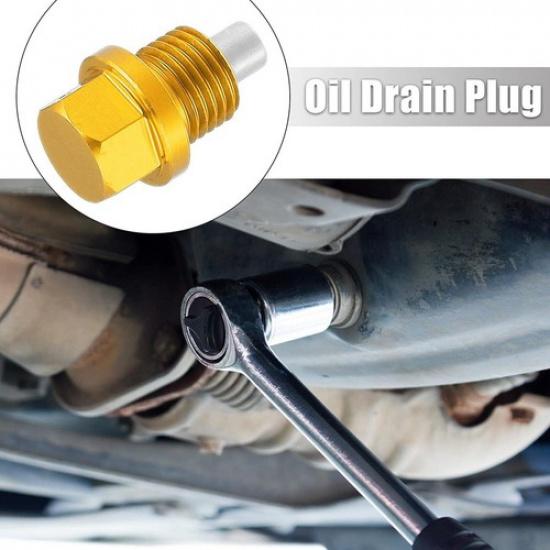 2x Universal M14x1.5 Magnetic Car Engine Oil Drain Plug Screw Nut Bolt Sump Gold