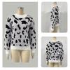 Women S Fashion Round Neck Long Sleeve Pullover Sweater Leopard Print