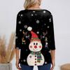 3/4 Sleeve Shirts For Women Print Christmas Tees Blouses Casual Plus Size Basic Tops Pullover