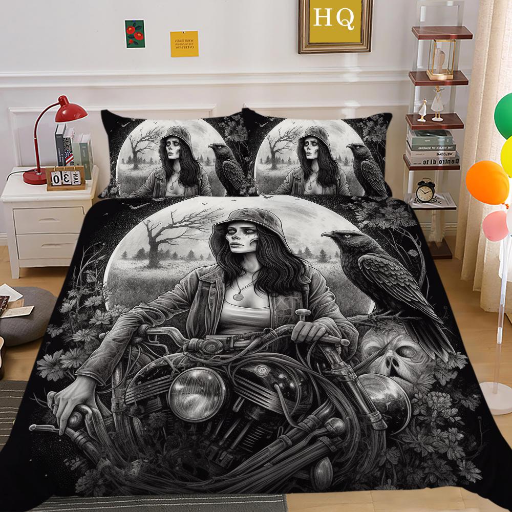 

3D Красота Череп Печать Пододеяльник Королевский Размер Полиэстеровые Покрывала Мужской Прохладный Дизайн Декор Спальни EU Single 135x200cm