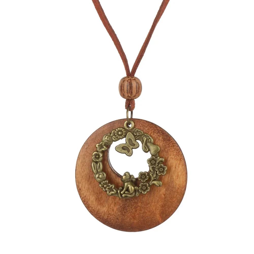 Handmade Nepal Buddhist Mala Bead Pendant Necklace Ethnic Wooden Bead Long Jewelry Gifts For Women