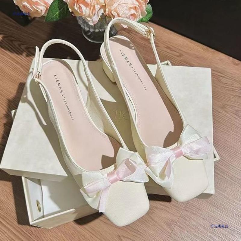 Baotou sandals women's back empty new summer gentle temperament Mary Jane single shoes high heels thick heel
