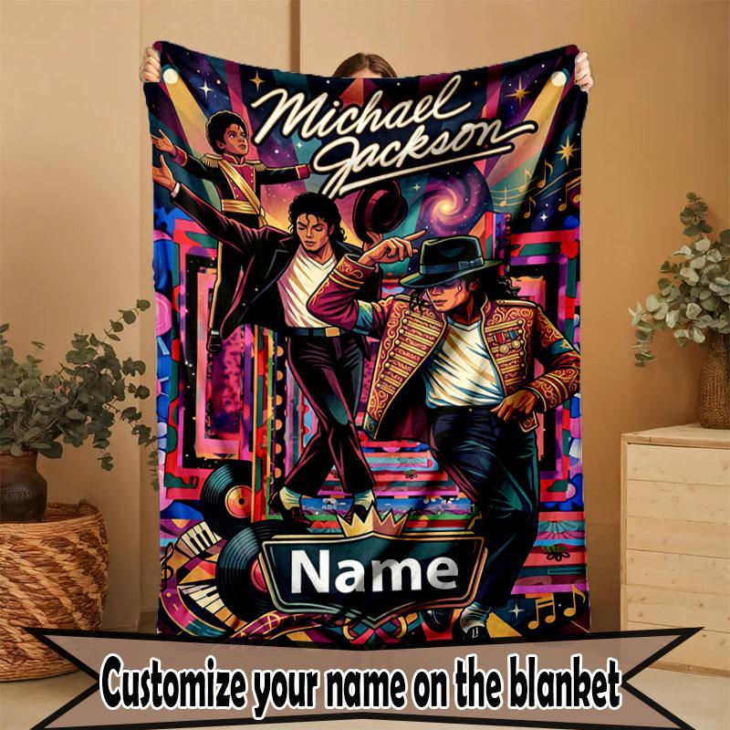 Custom Name Personalized Michael Jackson Print Blanket, Home Decor, Bedroom, Sofa, Camping, Couch, Gifts for Birthday Christmas