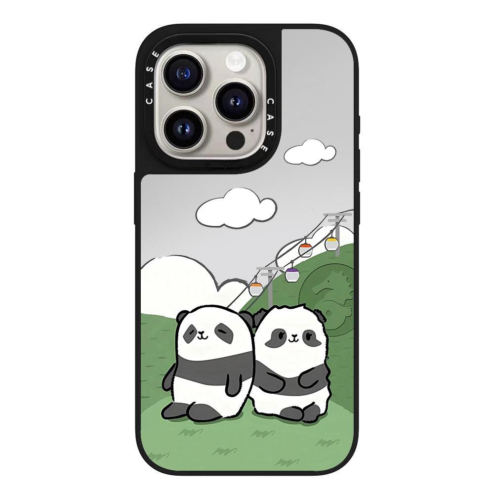 Giant Panda Mirror for 16ProMax Phone Case for IPhone14/15Pro Trendy Brand 13Pro Anti-fall 12