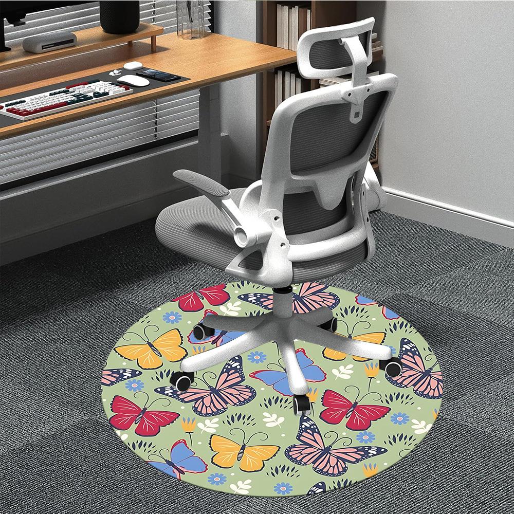 

1pc Butterfly Floral Pattern Chair Carpet for Office, Non-slip, Soft and Durable Office Rug, Perfect for Office yy251227139 80cm by 80cm
