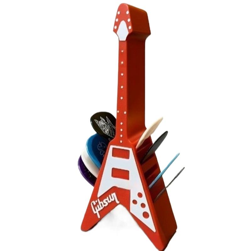 

Guitar-Shaped Pick Holder, 10-Slot Sturdy Plastic Stand for Pick Storage, Desktop Organizer and Gift for Guitar Enthusiasts червоний