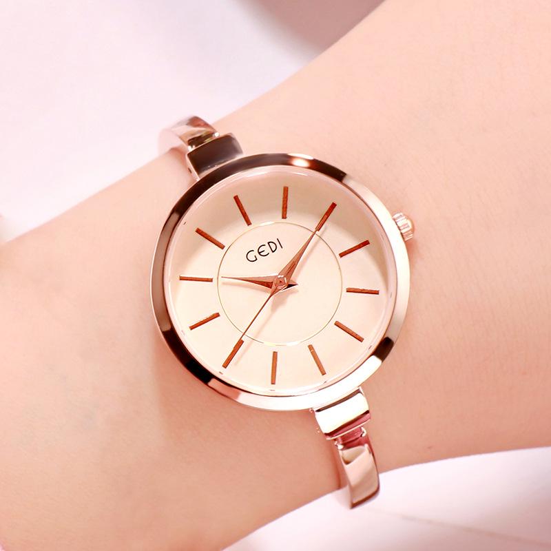 Gedi Women's Luminous Waterproof Bracelet Watch - Large Dial, Simple & Exquisite Design