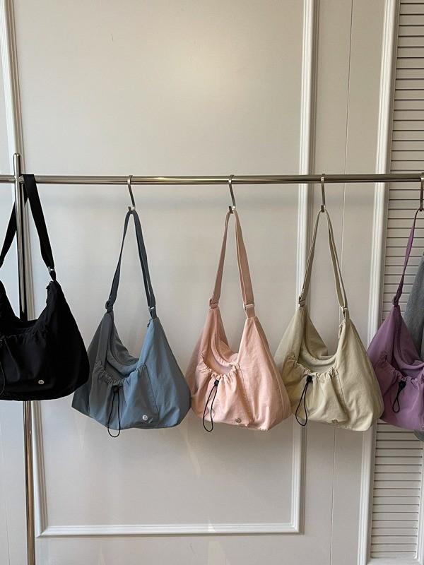 Nylon Shoulder Bag For Women With Wrinkled Dimple Design And Zipper Closure For Casual Travel