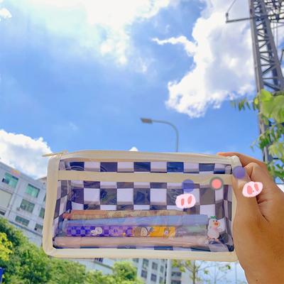 Transparent Pencil Case Pen Bag Pencil Case Black And White Texture Chess Pencil Case Chessboard Pencil Pouch Students Staionary Gifts