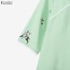 ZANZEA Women Casual Stand Collar Loose 3/4 Sleeve Blouse