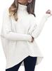 Women's Irregular Hem High Neck Pullover Long Sleeve Knit Sweater