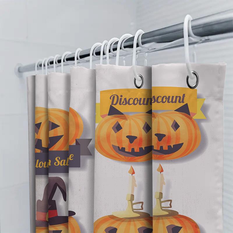 Halloween Pumpkin Decor Shower Curtain Set 3D Printed Fabric Halloween Decoration Waterproof Bathroom Accessories!