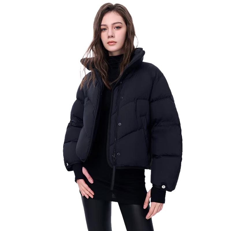 Jinyujie Women's Loose Fit Stand Collar Short Down Jacket