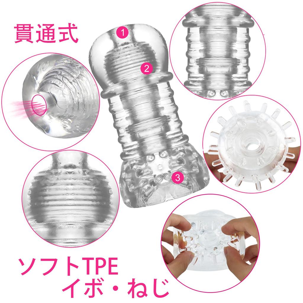 Orirya Reusable Penetrating Adult Toy for Masturbation Tool Type Onahole, Transparent, Washable, Type, Men, - Five-Stage, Penetrating, Double-Screw
