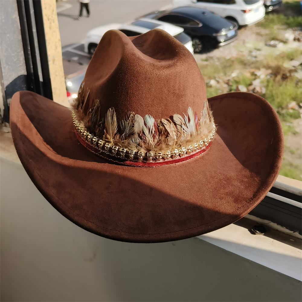 New Handmade Belt Suede Western Cowboy Hat Wide Brim Cowgirl Hat Party Hat Stage Hat Cattleman Knight Hat