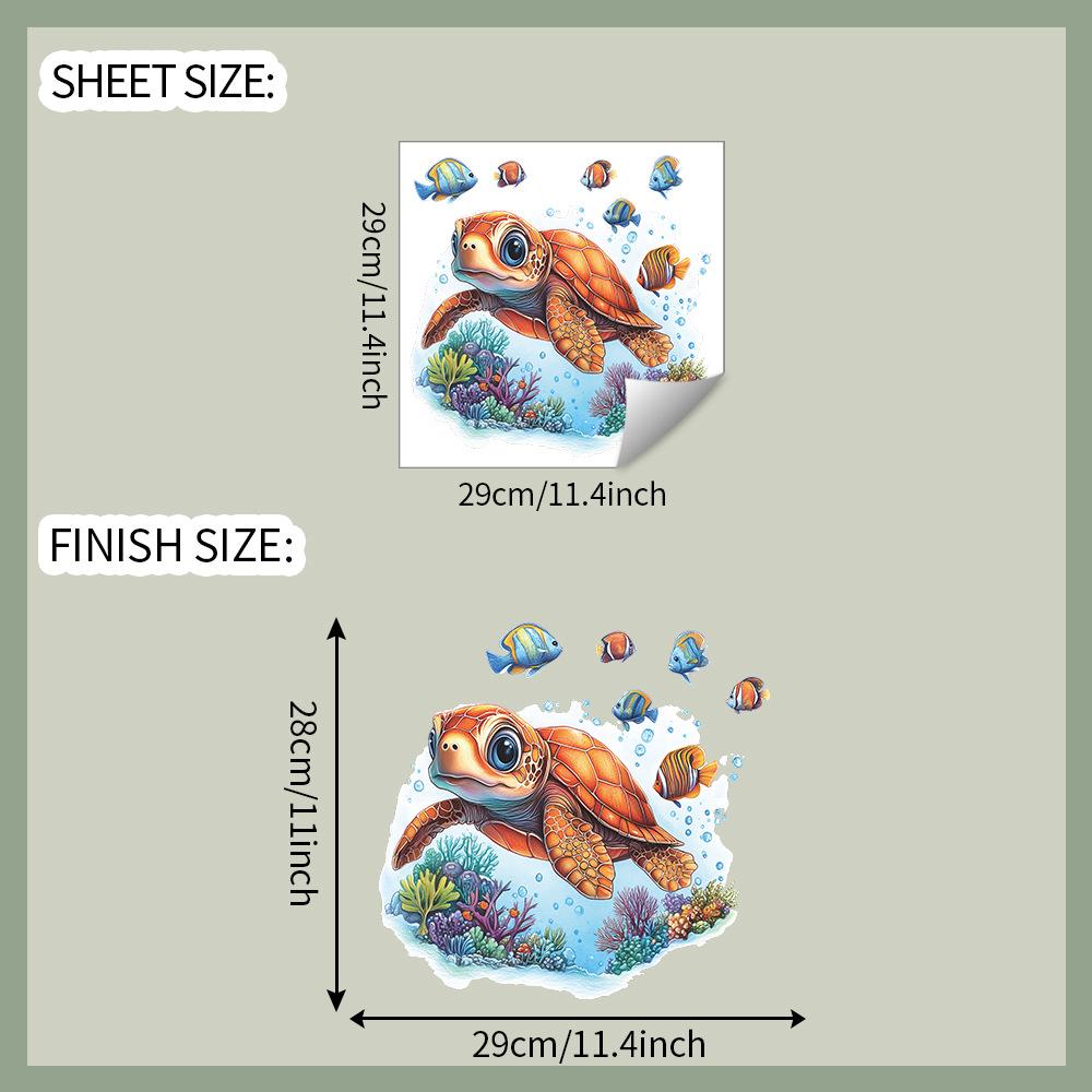 

Мультяшный подводный мир Морские черепахи Коралловые рыбы Наклейки для ванной туалета и украшения дома 29*29CM/fun-m242