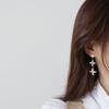 14K Real Plated CZ Cubic Zircon Flower Stud Earrings for Women Delicate Jewelry Crystal Star Long Earrings