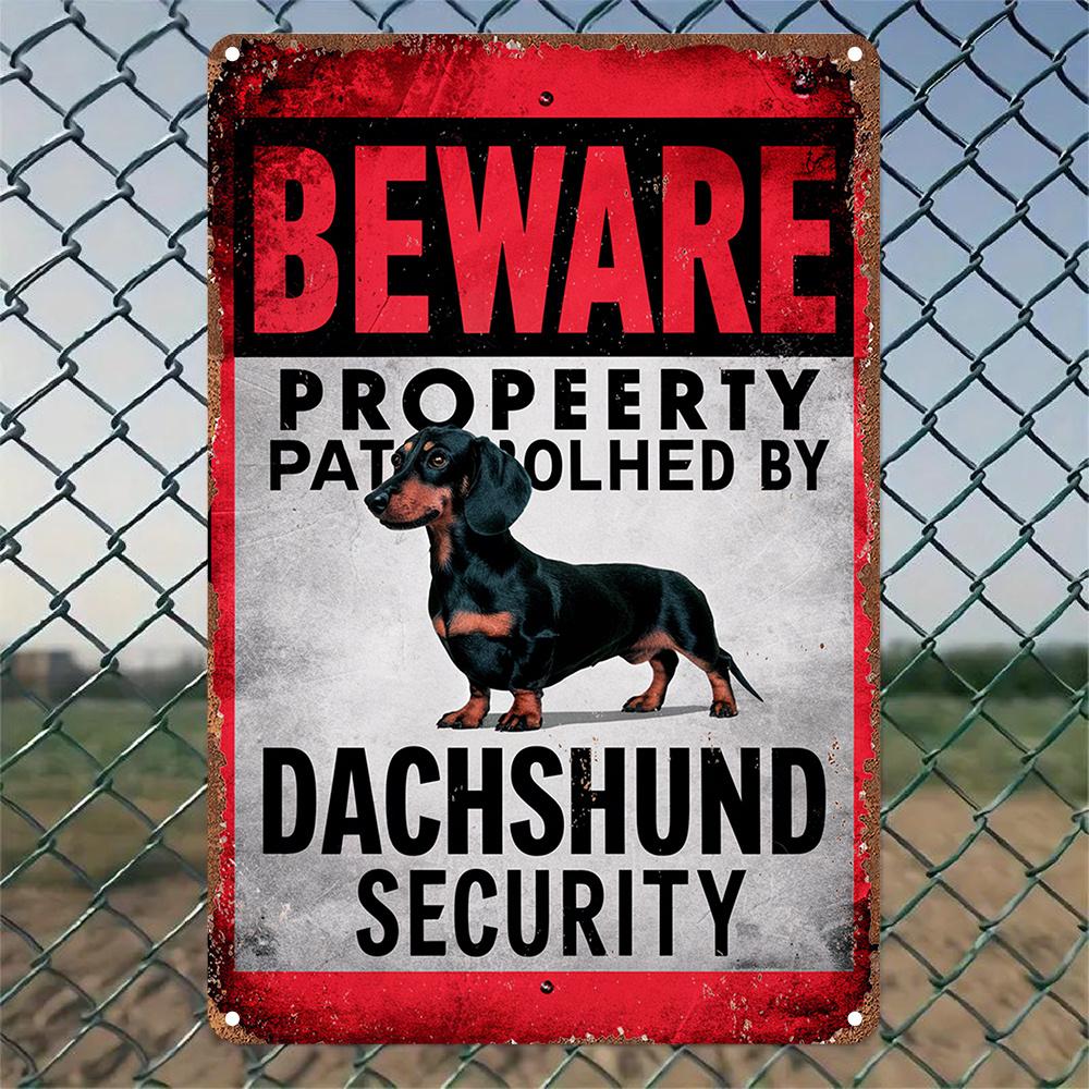 Dachshund Security Warning Sign Aluminum Foil Carved Metal Plaque for IndoorOutdoor Decor Perfect for Home Bedroom Restaura