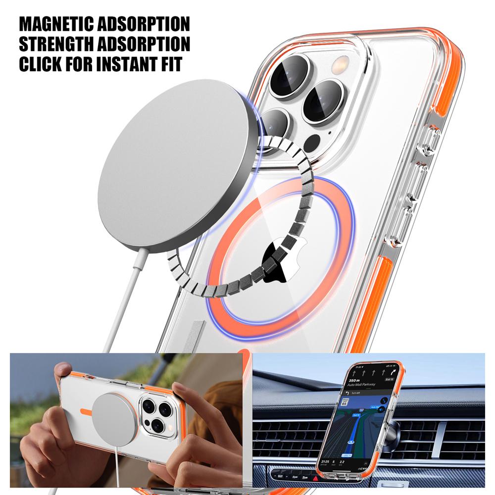 KEYSION Transparente Hülle für MagSafe für iPhone 16 Pro Max Bunte Kollision Stoßfeste Telefonabdeckung für iPhone 15 Pro Max