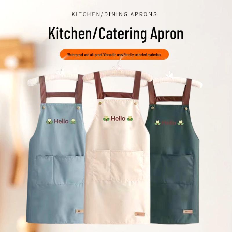 Women's Summer Kitchen Apron - Waterproof, Oil-Proof, Dirt-Resistant, Print Logo/Wording, Thin Style