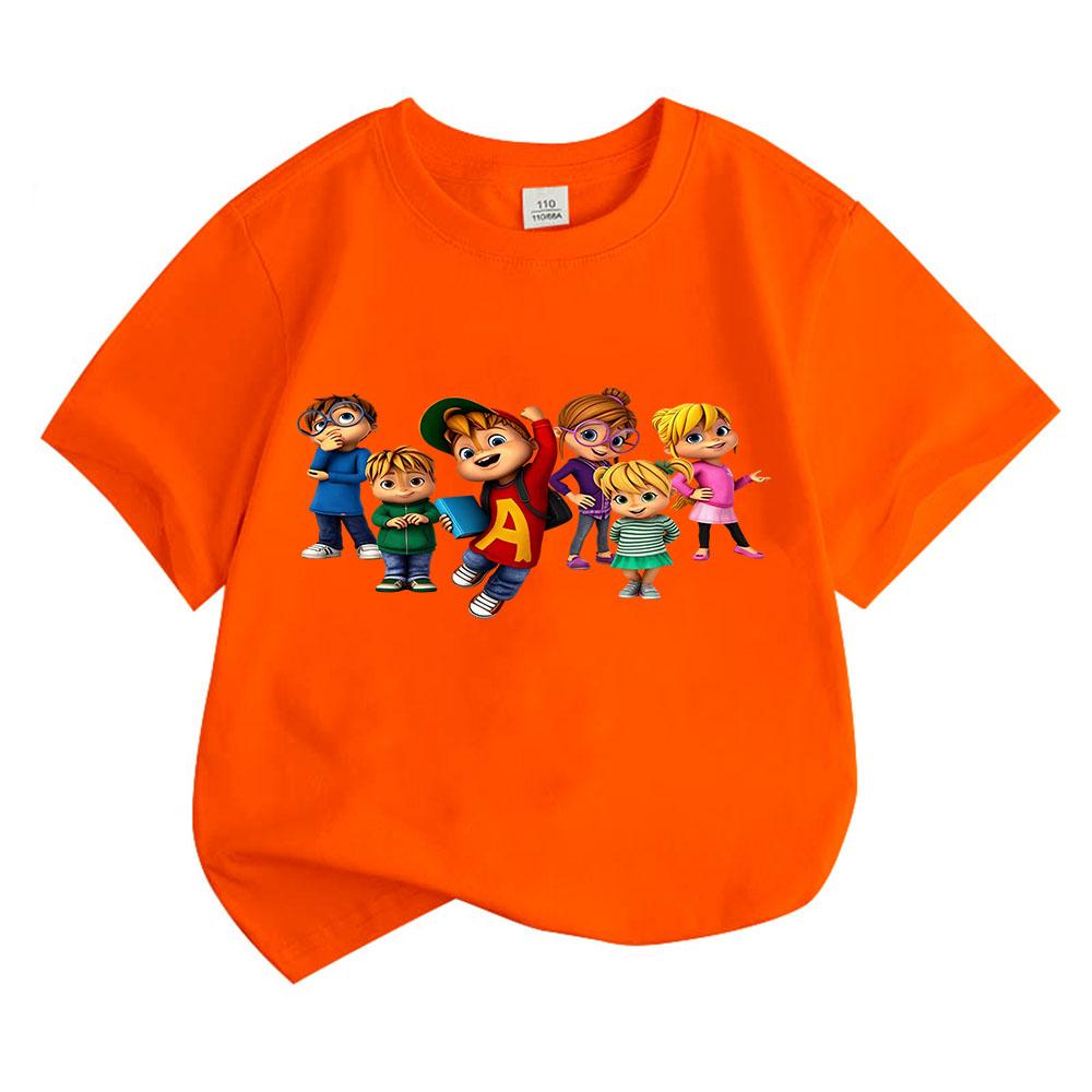Alvin and The Chipmunks Children's Cartoon T-Shirt Cotton Kids Tees Cute Boys Girls Tops O-Neck Short Sleeve for Summer Toddler