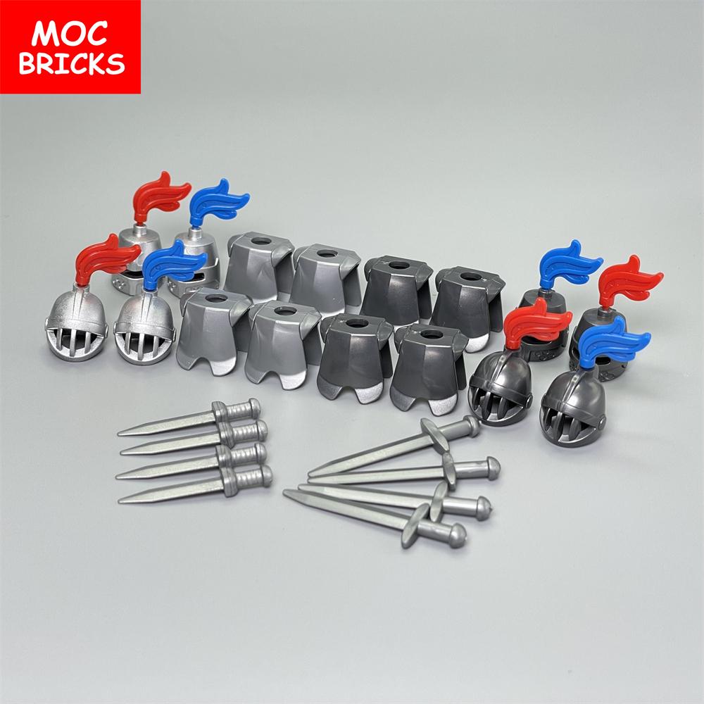 Non-Toxic Moc Bricks Medieval Knights Statues Rome Armour Sword Soldiers Weapons Helmet Action Figure Army Building Blocks Diy Dolls Toys