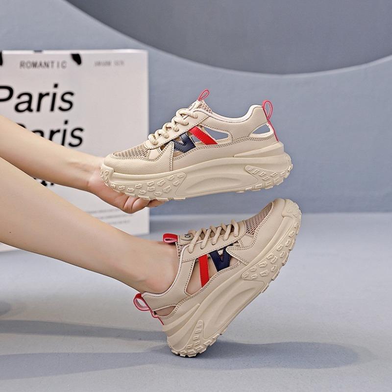Fashion Shoes for Women's Mesh Hollow Out Thick Sole Inner Height Increase Casual Shoes Breathable Women's  Sneakers Zapatillas De Mujer