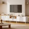 200 Cm TV Cabinet for TVs Up To 90 Inches, 2 Cabinet Compartments, Open Shelf, Drawer, 8 Legs, Chipboard, White