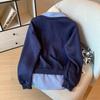 Felpa Donna con Cuciture a Coste Finto Due Pezzi Pullover Donna Manica Lunga Top alla Moda